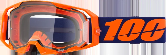 100% Armatic Goggle Neon Orange with Clear Lens