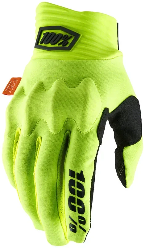 100% Cognito Gloves – Flourescent Yellow/Black, Full Finger, Men‘s, Medium