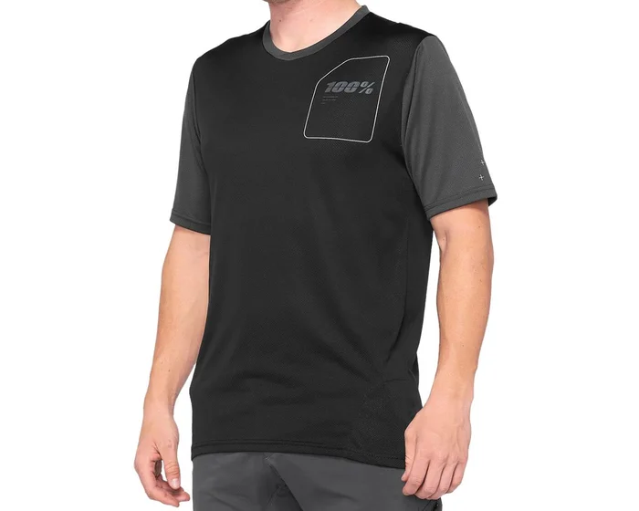 100% Men’s Ridecamp Short Sleeve Jersey (Black/Charcoal) (M)