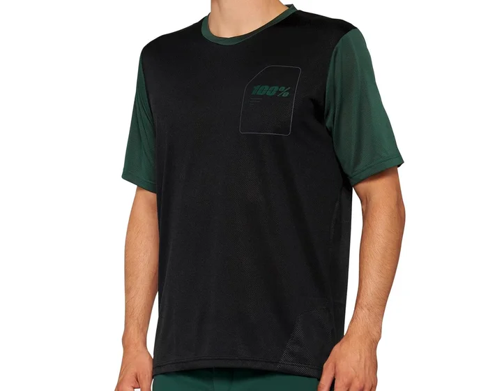100% Men’s Ridecamp Short Sleeve Jersey (Black/Forest Green) (S)
