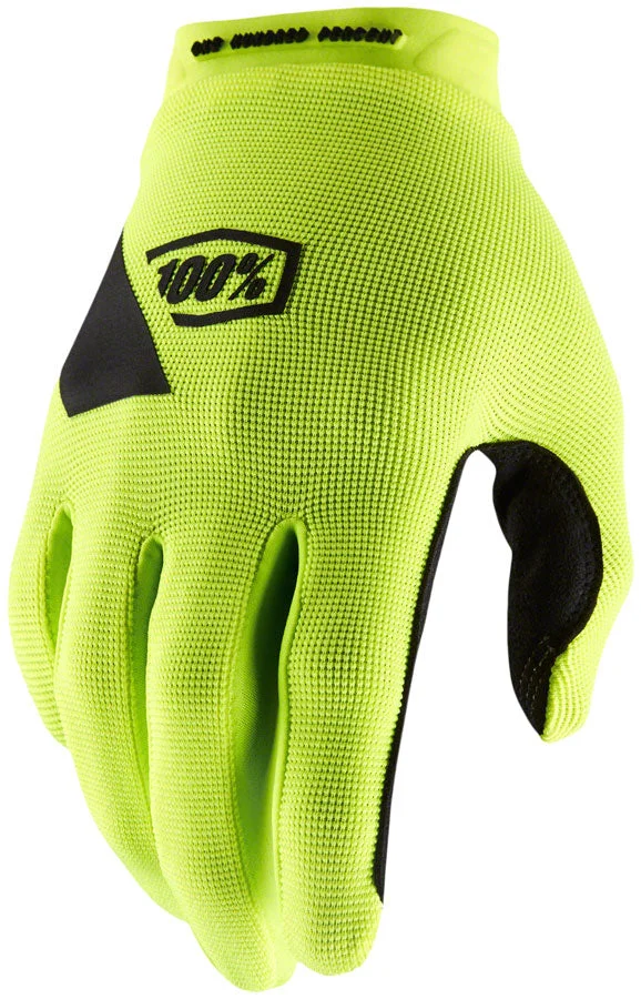 100% Ridecamp Gloves – Flourescent Yellow/Black Full Finger Womens Medium