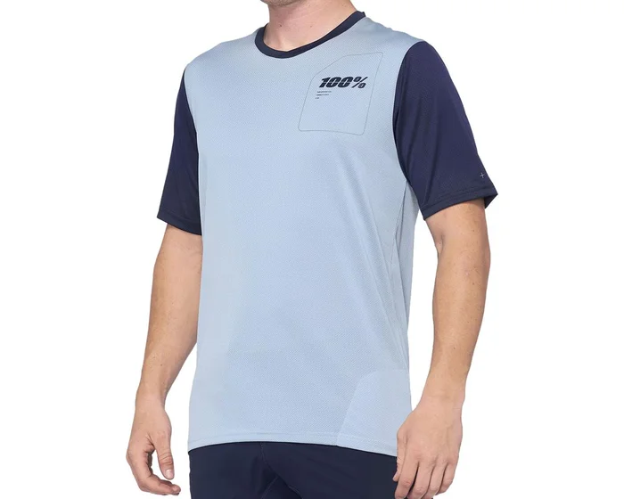100% Ridecamp Men’s Short Sleeve Jersey (Light Slate/Navy) (S)