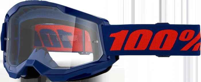 100% Strata 2 Goggle Navy Clear Lens