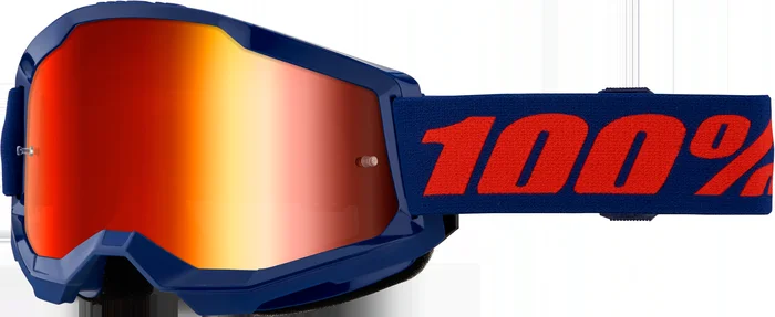 100% Strata 2 Goggle Navy Mirror Red Lens