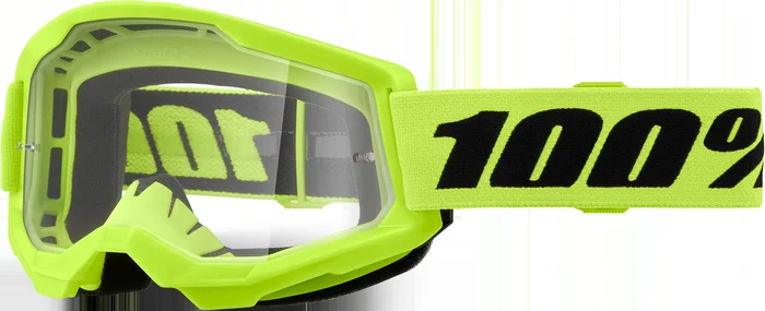 100% Strata 2 Youth Goggle Neon Yellow Clear Lens