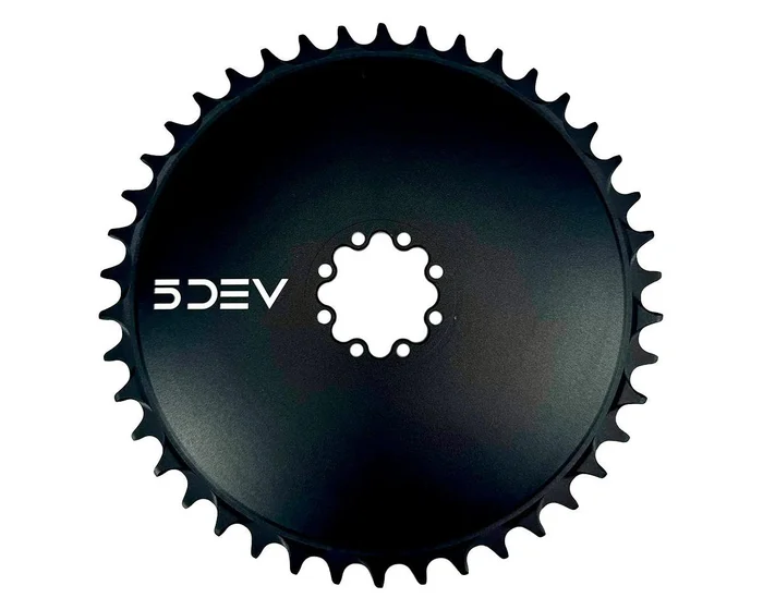 5Dev Aluminum Aero Road Chainring (Black) (8-Bolt SRAM) (52T)