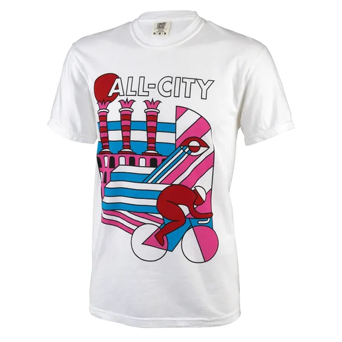 All-City Parthenon Party Men‘s T-Shirt – White, Pink, Red, Blue, Black, Small