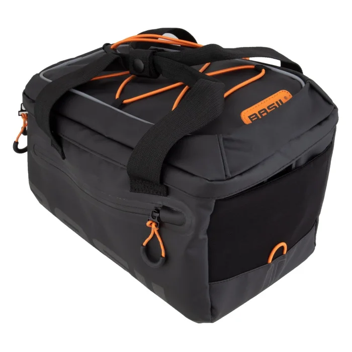 Basil Miles Tarpaulin Trunk Bag UBS UBS / Straps 12.6×7.9×7.9` 427 c.i. Black/Orange