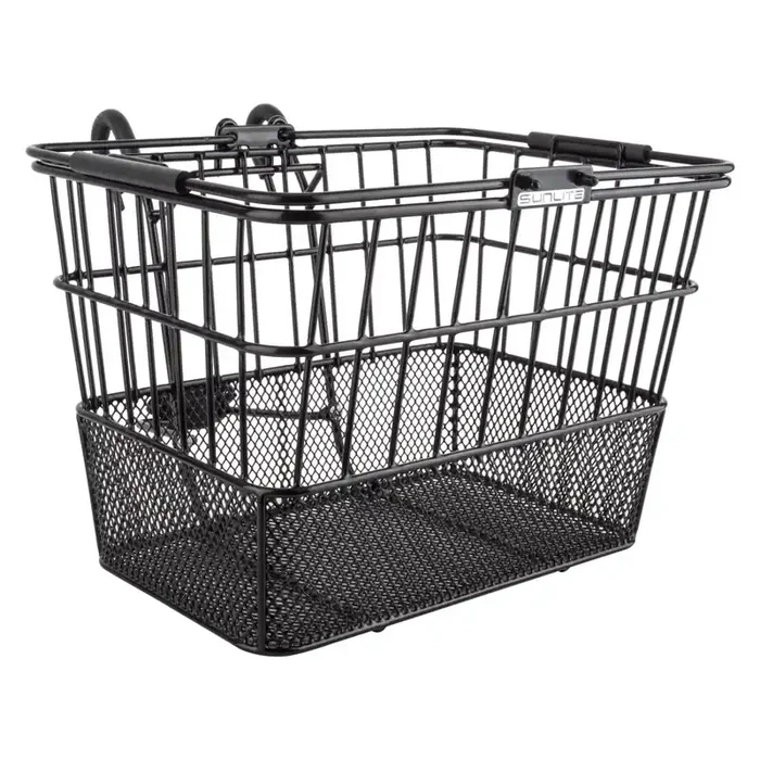 Bike Basket Sunlite Standard Mesh Bottom Lift-Off Black Steel 13.5×9.87×9.5`