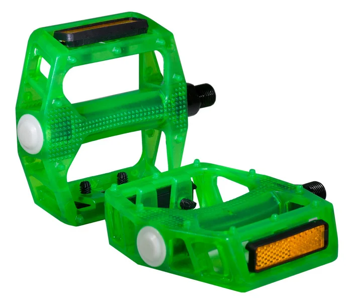 Bike Pedal Translucent Green & Blue 1/2″ Axle