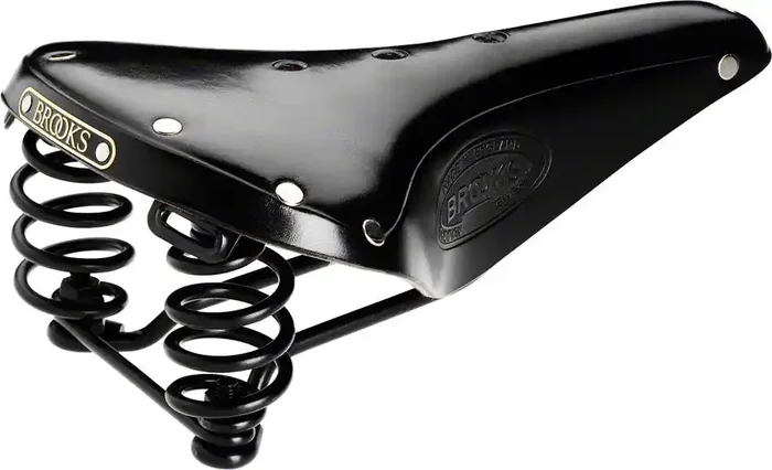 Bike Saddle Brooks Flyer – Black 170mm Width Leather Steel Rails 2 Coil Springs