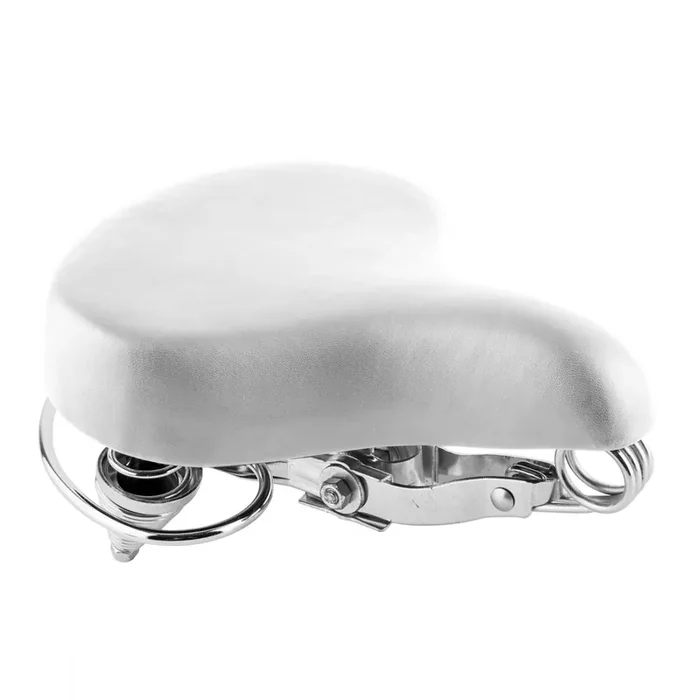 Bike Saddle Sunlite Classic Cruiser – White Vinyl Cover Dual Spring Unisex