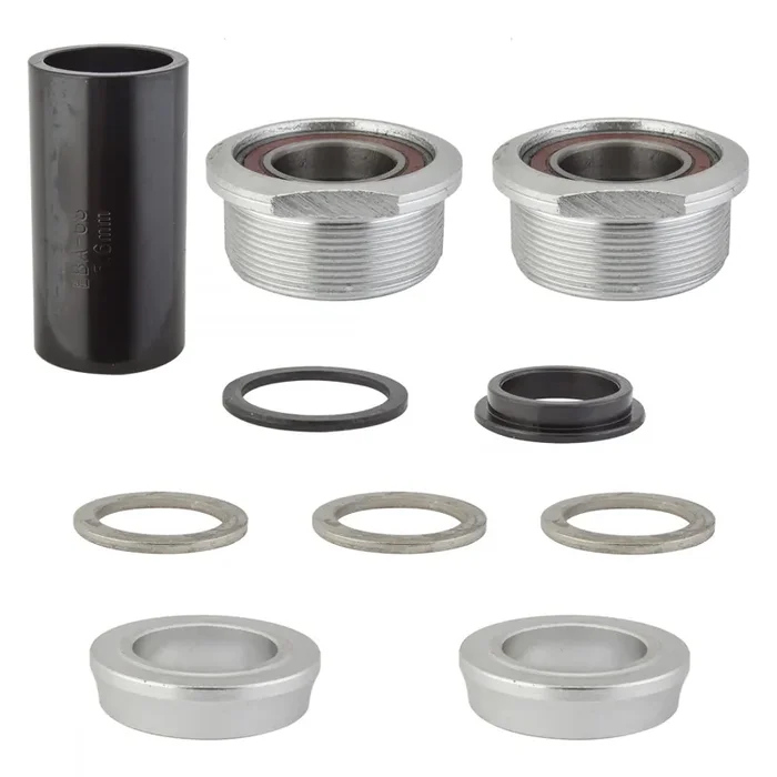 Black Ops Euro MX BSA Bottom Bracket Silver Compatible With MID 19mm Cranksets