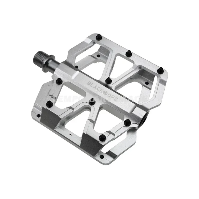 Black Ops Trail Rat Platform Pedals 9/16″ Aluminum Body 18 Removable Pins Silver