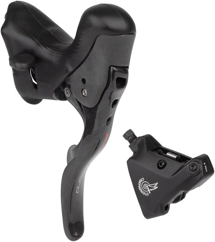 Campagnolo Super Record Ergopower Hydraulic Brake/Shift Lever Disc Caliper – Left/Front 12-Speed 140mm Flat Mount Caliper BLK