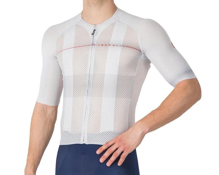 Castelli Climber’s A/C Short Sleeve Jersey (Silver Grey/Red) (XL)