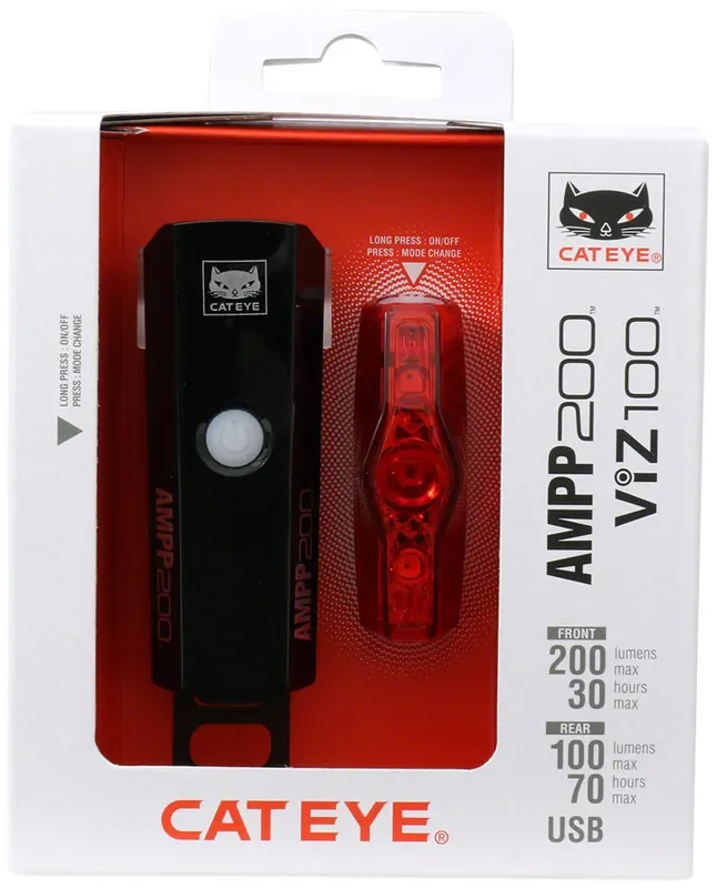 CatEye AMPP200/ViZ100 Headlight/Taillight Set – Black