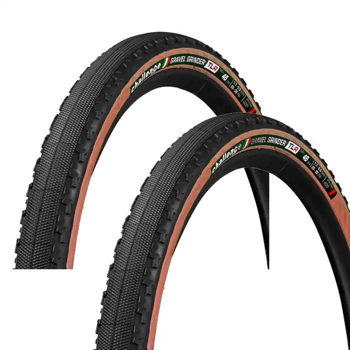 Challenge Gravel Grinder TLR 650x46C Tubeless Ready Folding Tires Durable Nylon, Vulcanized, Tanwall 02029