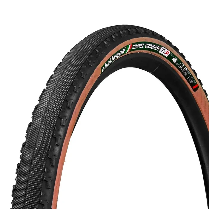Challenge Gravel Grinder TLR Tire, 650x46C, Folding, Tubeless Ready, Vulcanized, Nylon, 120TPI, Tanwall 02029