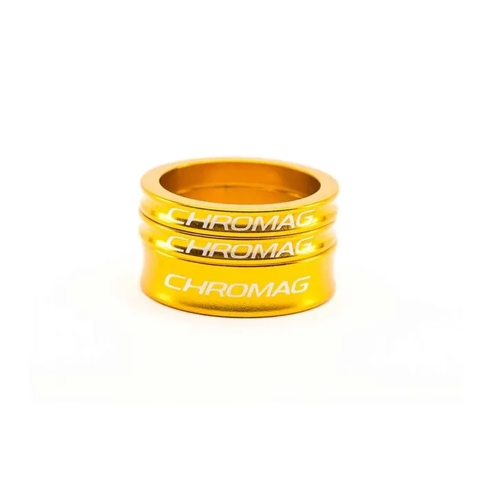 Chromag Aluminum Headset Spacer Kit for 1-1/8‘‘ Steerer Tubes – Durable, Lightweight Alloy, Multiple Sizes, Stylish Gold & Silver Options
