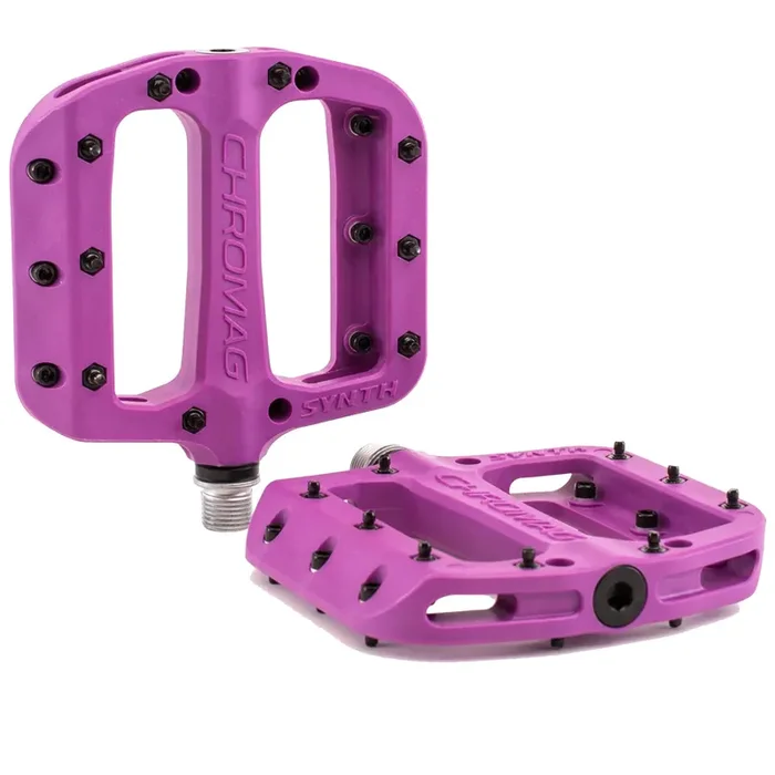 Chromag Synth Platform Pedals – Composite Nylon Reinforced, Impact-Resistant, Large Concave Design, Adjustable Pin System, for Mountain Biking