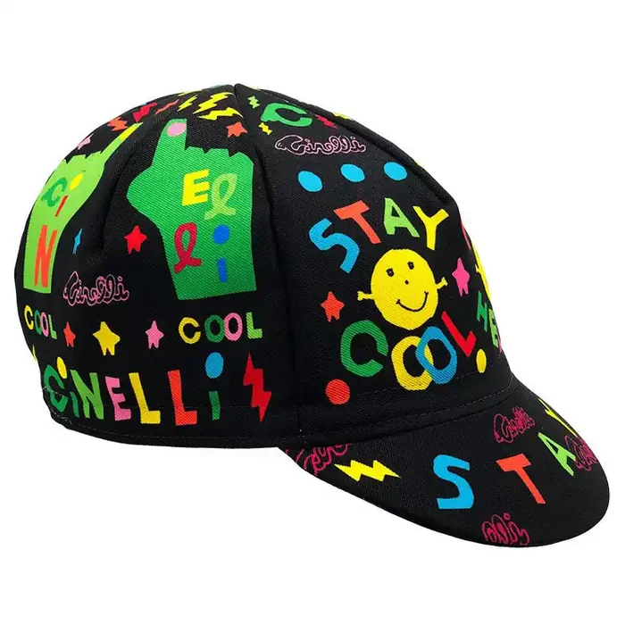 Cinelli Cycling Caps Collection — Stylish, Italian-Made Woven Polyester Caps with Unique Art by Fulvia Mendini, Stay Cool & Best Friends Designs
