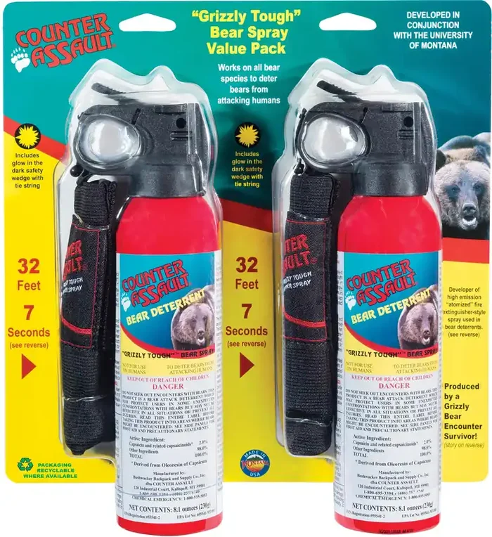 Counter Assault Bear Deterrent 8.1 Oz Bear Spray 2-Pack with Self Defense – Stay Safe in Bear Country!