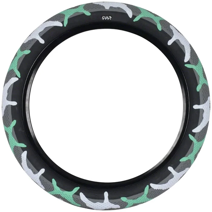 Cult X Vans BMX Bike Tire – 16 x 2.2, Clincher, Wire, Teal Camo/Black