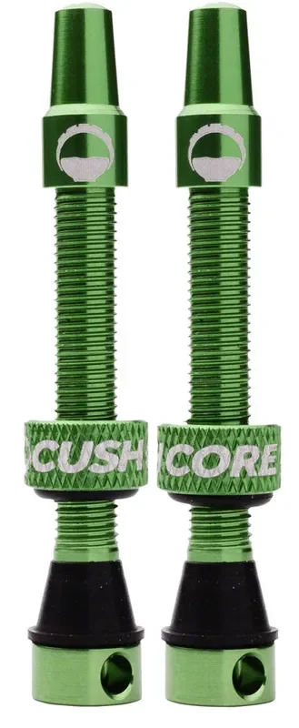 Cush Core Tubeless Air Valves 55mm Length Valve Set Aluminum Anodized Green