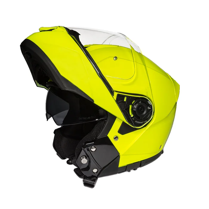 Daytona Glide Modular Motorcycle Helmet – DOT Approved, Bluetooth Ready, Dual Visor, Men/Women/Youth – Fluorescent Yellow