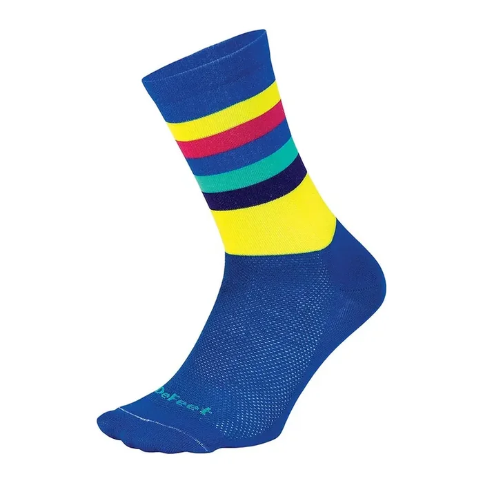 DeFeet Aireator 6″ Socks Maverick Blue/Neon Yellow, M, Pair