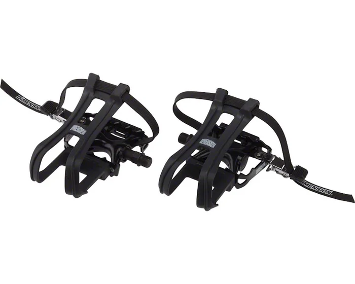 Dimension Compe Combo Pedal & Toe Clip Set (Black) (9/16″) (Aluminum)