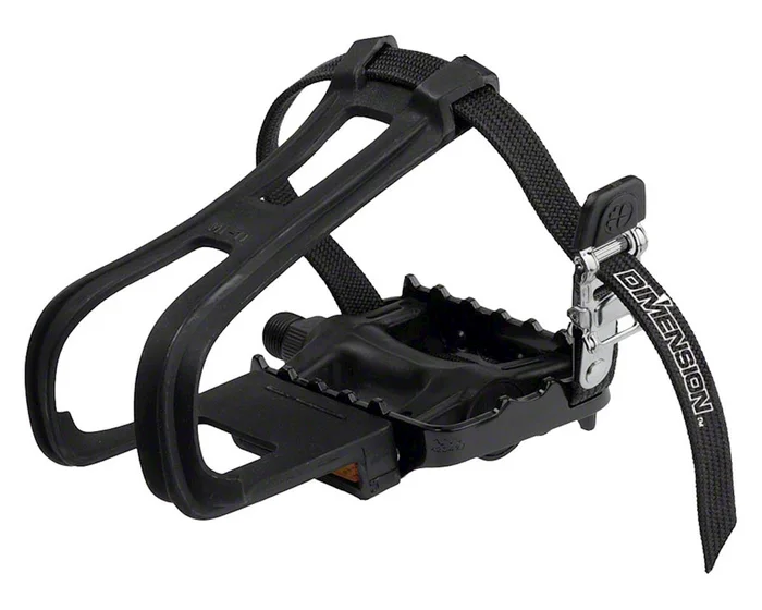 Dimension Compe Combo Pedal & Toe Clip Set (Black) (9/16″) (Plastic)