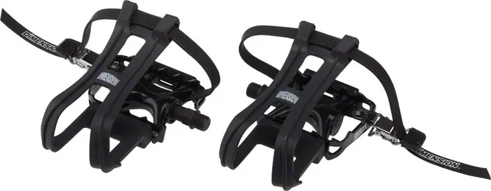 Dimension Compe Toe Clip Combo Pedals 9/16″ Aluminum Body With Reflectors Black