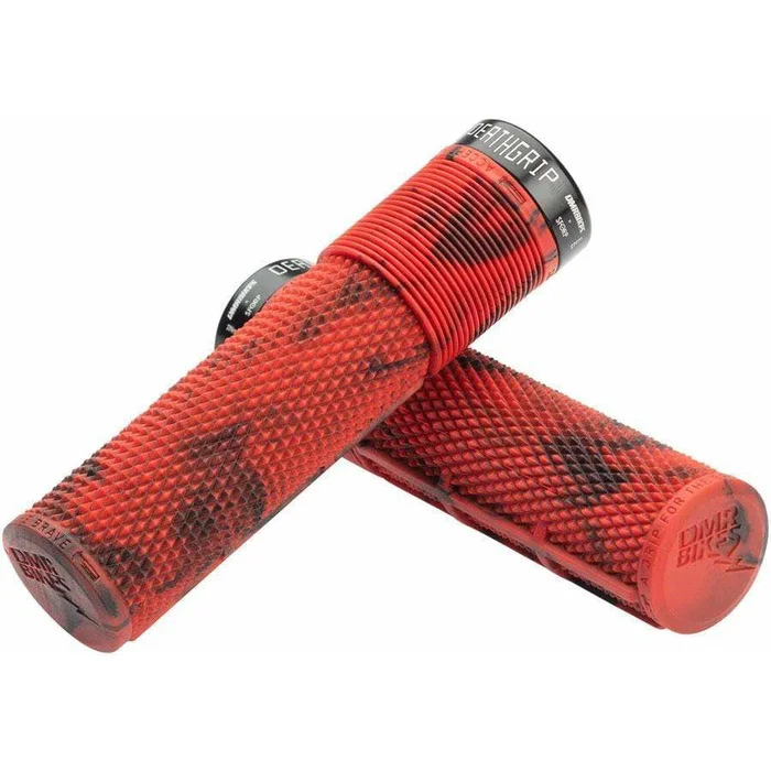 DMR Deathgrip Bike Handlebar Grips – Marble Red, Lock-On, Thick