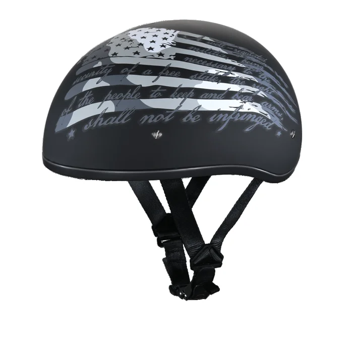DOT Approved Daytona Motorcycle Half Face Helmet – Skull Cap Graphics for Men & Women, Scooters, ATVs, UTVs & Choppers – W/ 2nd Amendment