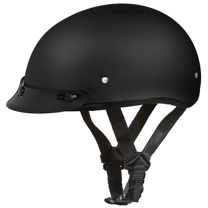 DOT Approved Daytona Skull Cap Half Shell Motorcycle Helmet – Beanie Style for Motorcycles, Cruisers, Scooters, and Mopeds – Dull Black