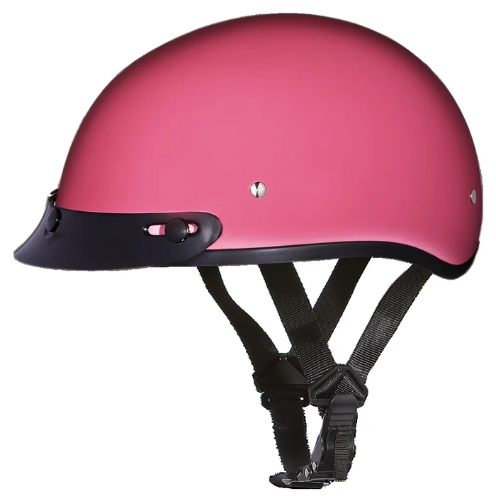 DOT Approved Daytona Skull Cap Half Shell Motorcycle Helmet – Beanie Style for Motorcycles, Cruisers, Scooters, and Mopeds – Hi-Gloss Pink