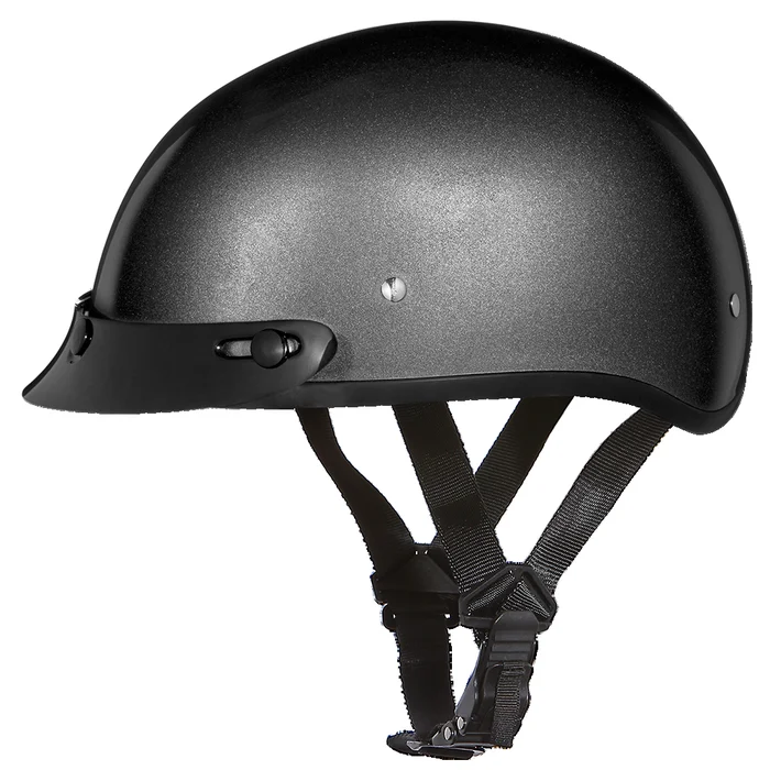 DOT Approved Daytona Skull Cap Half Shell Motorcycle Helmet – Beanie Style for Motorcycles, Cruisers, Scooters, and Mopeds – Gun Metal Grey Metallic