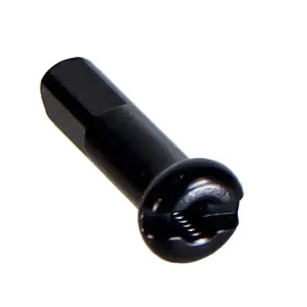 DT Swiss Alloy Nipple 14g/16mm Black Aluminum Spokes, Durable Threaded Rim Components for Bike Wheel Building and Repair