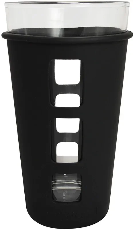 Eco Vessel Vibe Pint With Silicone Sleeve Vibe Glass Pint Silicone Black Cups & Mugs