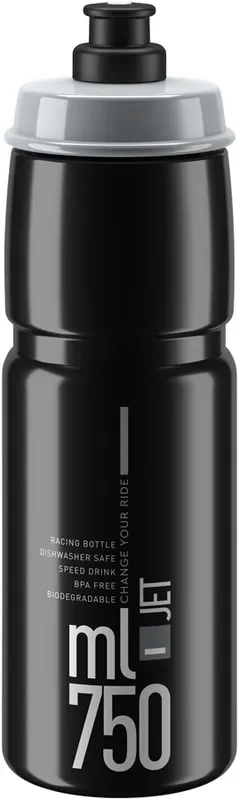 Elite SRL Jet Water Bottle – 750ml, Black/Gray BPA Free And Compostable