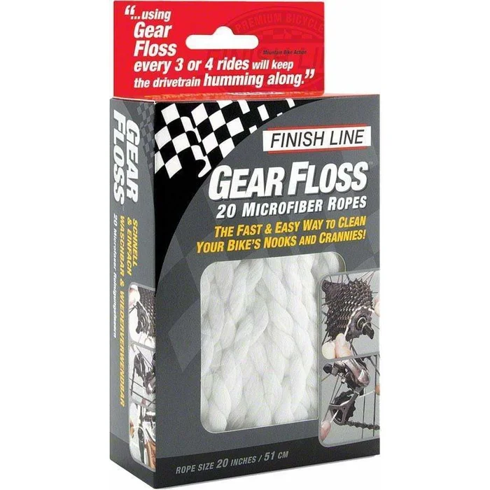 Finish Line Gear Floss Microfiber Bike Cleaning Rope – 20 Pack