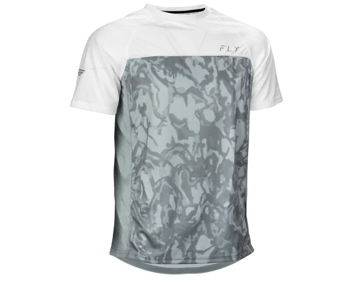 Fly Racing Super D Jersey (Light Grey Camo/White) (S)
