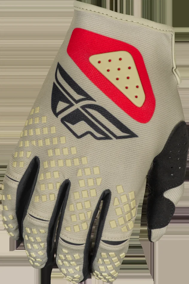 FLY RACING Youth Kinetic Sym Light Grey/Red/Black Gloves