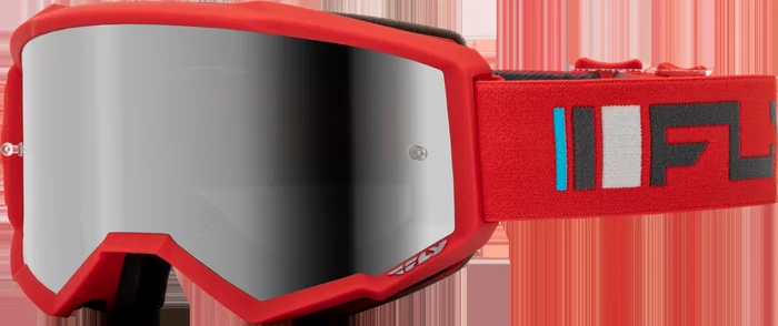 Fly Racing Youth Zone Goggles – Red/Charcoal with Silver Mirror/Smoke Lens