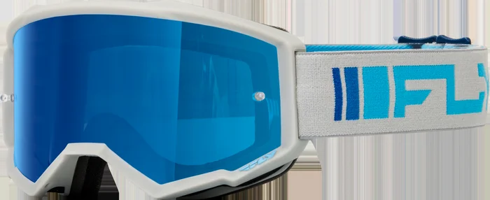 Fly Racing Zone Goggle Silver/Blue W/ Dark Blue Mirror/Smoke Lens