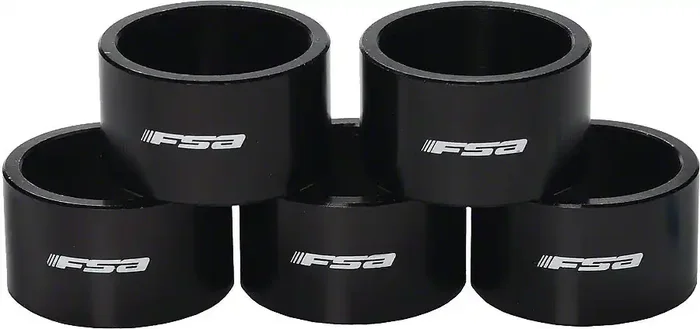 Full Speed Ahead 1-1/8″x20mm Headset Spacers Black Alloy with Logo Bag of 5