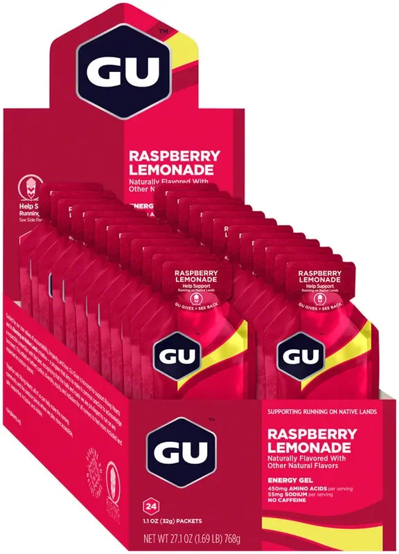 GU Energy Gel – Raspberry Lemonade, Box of 24