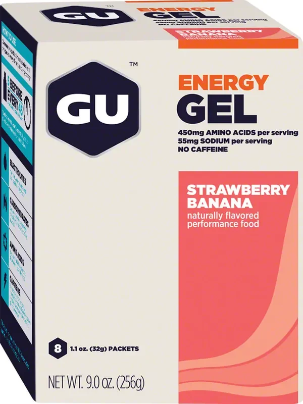 GU Energy Gel Strawberry Banana Box of 8 Individual Gel Packets